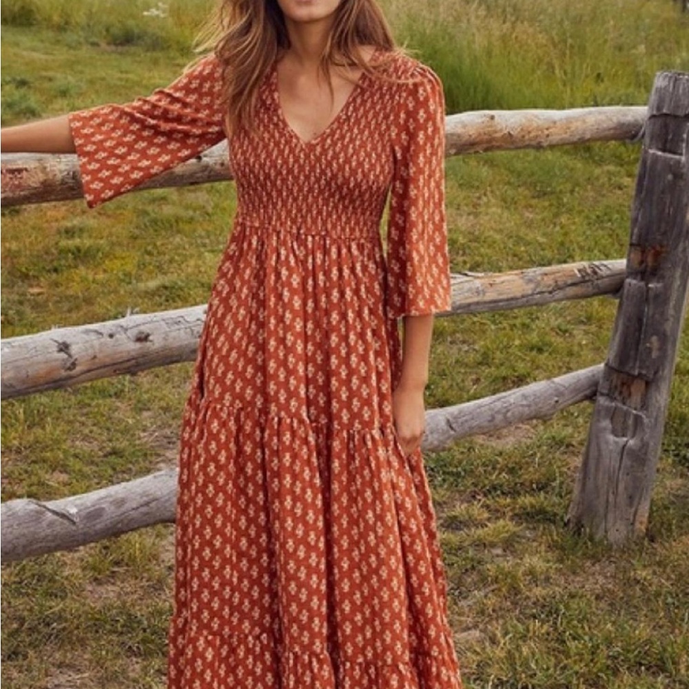 Bohemian Rust Maxi Dress